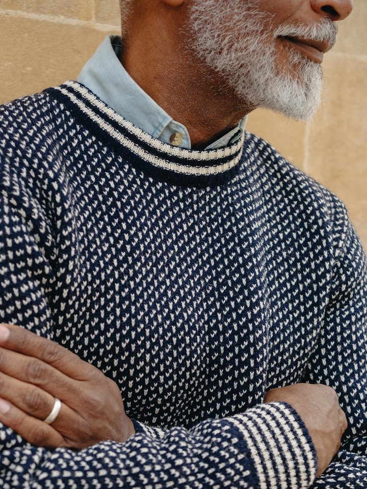 Men's Navy Blue Norwegian Jumper Details