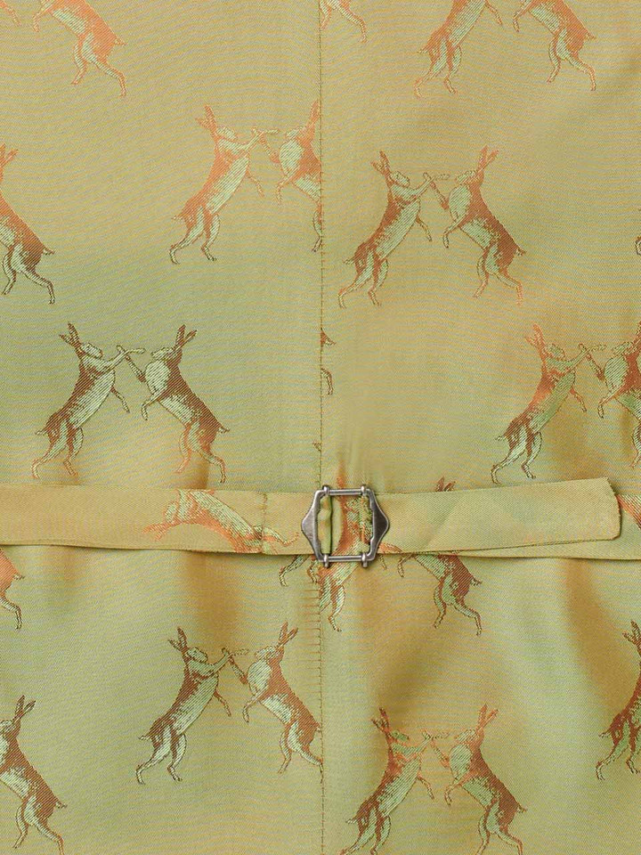 Men's Gold Floral Brocade Waistcoat Back