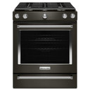 Kitchenaid® 30-Inch 5-Burner Gas Slide-In Convection Range KSGG700EBS