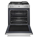 KitchenAid® 30-Inch 5-Burner Dual Fuel Convection  Front Control Range with Baking Drawer YKSDB900ESS