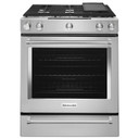 KitchenAid® 30-Inch 5-Burner Dual Fuel Convection  Front Control Range with Baking Drawer YKSDB900ESS