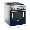 KitchenAid® 30&#x27;&#x27; Smart Commercial-Style Gas Range with 4 Burners KFGC500JIB