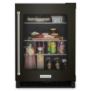 Kitchenaid® 24" Undercounter Refrigerator with Glass Door and Shelves with Metallic Accents and PrintShield™ Finish KURR314KBS