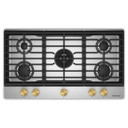 KitchenAid® 36  in. Gas Cooktop with 5 Burners and Integrated Wok Grate KCGK536SSS