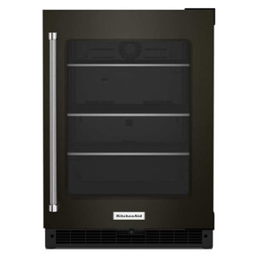 Kitchenaid® 24" Undercounter Refrigerator with Glass Door and Shelves with Metallic Accents and PrintShield™ Finish KURR314KBS