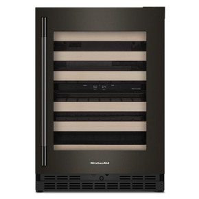 Kitchenaid® 24" Undercounter Wine Cellar with Full-Extension Wood-Front Racks KUWR524SBE