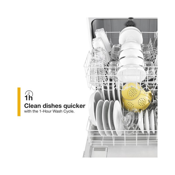Whirlpool® Heavy-Duty Dishwasher with 1-Hour Wash Cycle WDP370PAHB