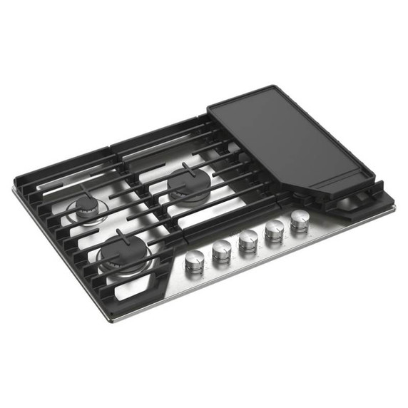 Whirlpool® 30-inch Gas Cooktop with 2-in-1 Hinged Grate to Griddle WCGK7530PS