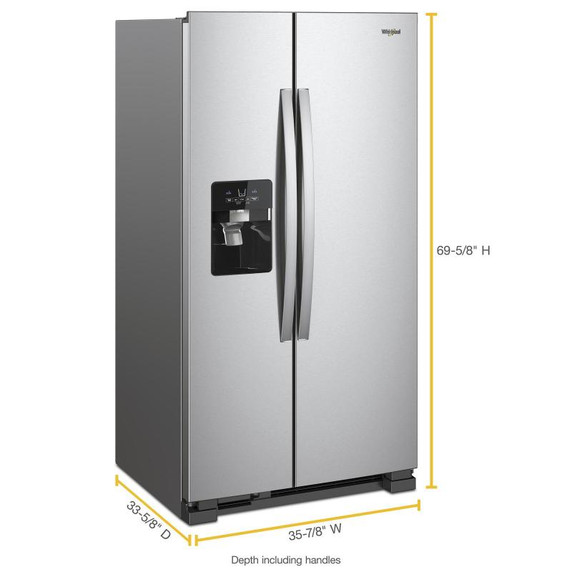 Whirlpool® 36-inch Wide Side-by-Side Refrigerator - 25 cu. ft. WRS335SDHM