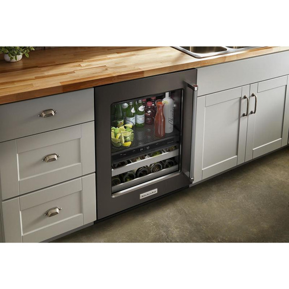 Kitchenaid® 24" Beverage Center with Glass Door and Metal-Front Racks and PrintShield™ Finish KUBL314KBS