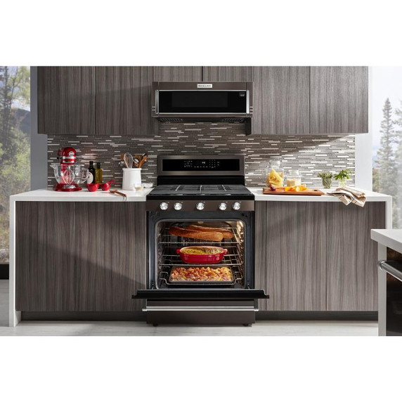 Kitchenaid® 30-Inch 5-Burner Gas Convection Range KFGG500EBS