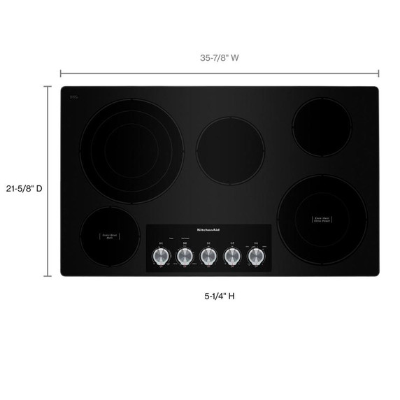 Kitchenaid® 36" Electric Cooktop with 5 Elements and Knob Controls KCES556HSS