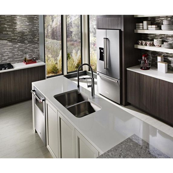 Kitchenaid® 23.8 cu. ft. 36" Counter-Depth French Door Platinum Interior Refrigerator with PrintShield™ Finish KRFC704FPS