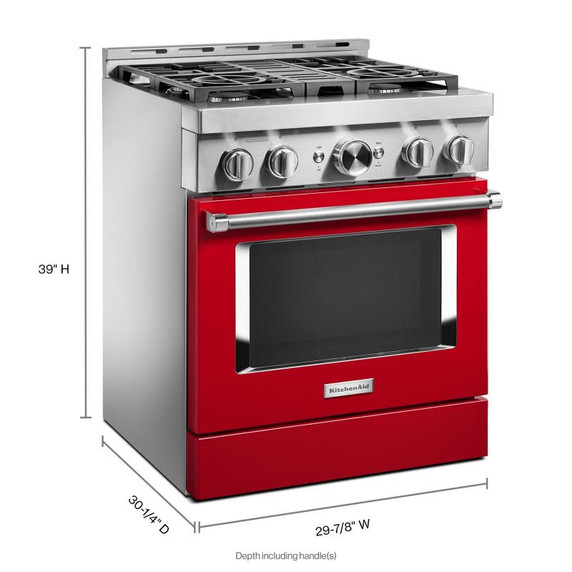 KitchenAid® 30'' Smart Commercial-Style Gas Range with 4 Burners KFGC500JPA