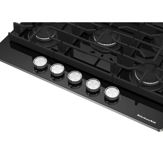 Kitchenaid® 30" Gas-on-Glass Cooktop KCGG530PBL