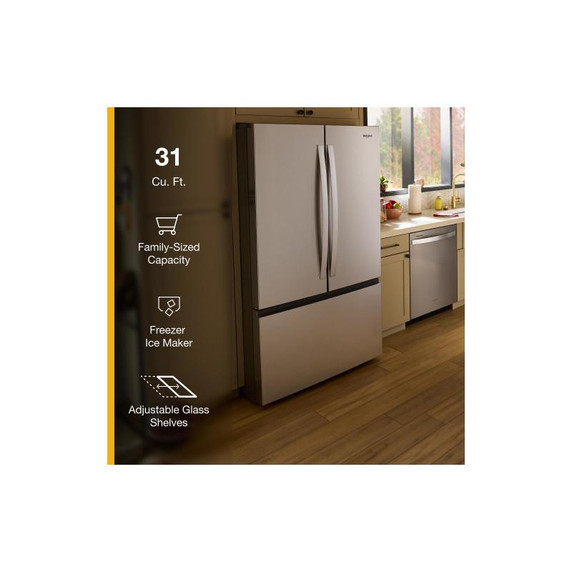 Whirlpool® 36-Inch French Door Refrigerator with Ice Maker - 31 cu. ft. WRFF3136SZ Whirlpool® 36-Inch French Door Refrigerator with Ice Maker - 31 cu. ft. WRFF3136SZ