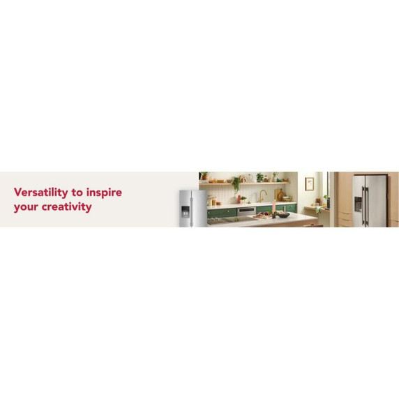 Kitchenaid® 20.8 Cu. Ft. Counter-Depth Side-by-Side Refrigerator with Exterior Ice and Water Dispenser in PrintShield™ Finish KRSC536RPS