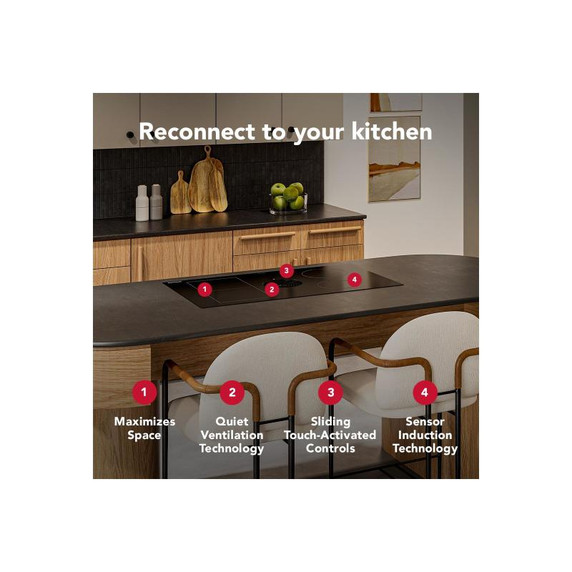 Kitchenaid® 36-inch NextGen Induction Downdraft Cooktop with Bridge XL Even-Heat™  Zone KCID936SBL