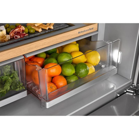 Kitchenaid® 29 cu. ft. French Door Refrigerator with Exterior Water and Ice and FreshChill™ Full-Width Refrigerated Drawer KRMF436SPS