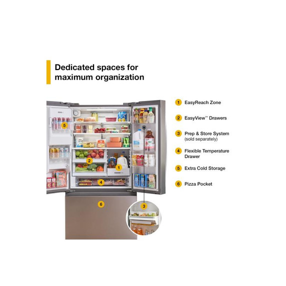Whirlpool® 36-inch Wide True Counter Depth 3-Door French Door Refrigerator - 23.4 cu. ft. WRFC5036RV