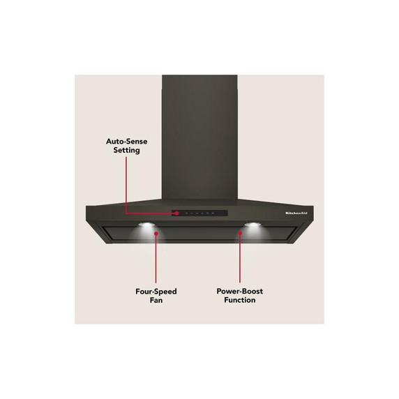 KitchenAid® 36-inch Wall-Mount, 4-Speed Canopy Hood KVWC736SBE