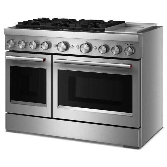 Kitchenaid® 48-Inch 6 Burner Commercial-Style Dual Fuel Range with Griddle KFDD948SSS