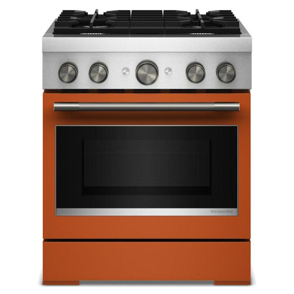 Kitchenaid® 30-Inch 4 Burner Commercial-Style Dual Fuel Range with No Preheat Air Fry Mode KFDS930SSC