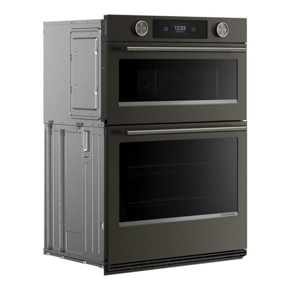 Kitchenaid® 30-inch Smart Electric Combo Wall Oven with Intelligent Cooking Camera - Black Ore KOEC930SBE