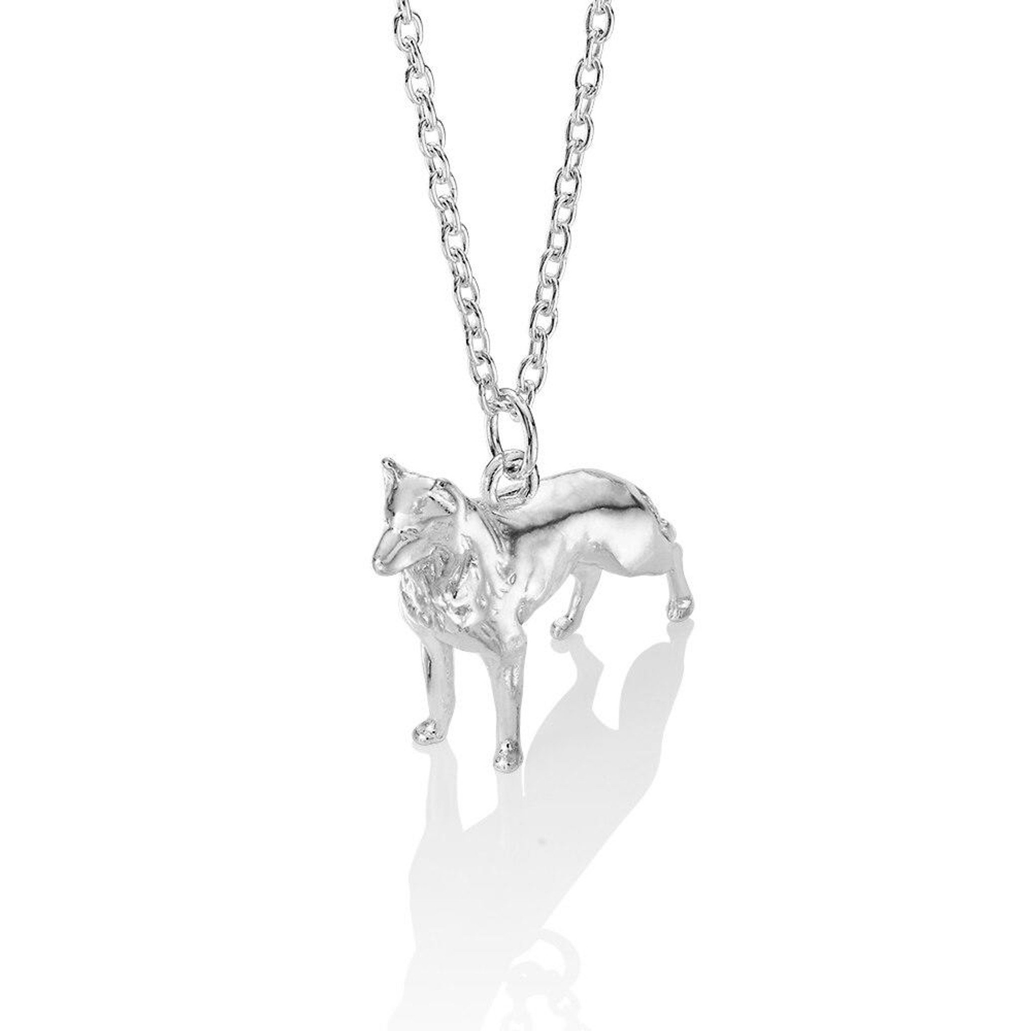 german shepherd pendant made from solid sterling silver