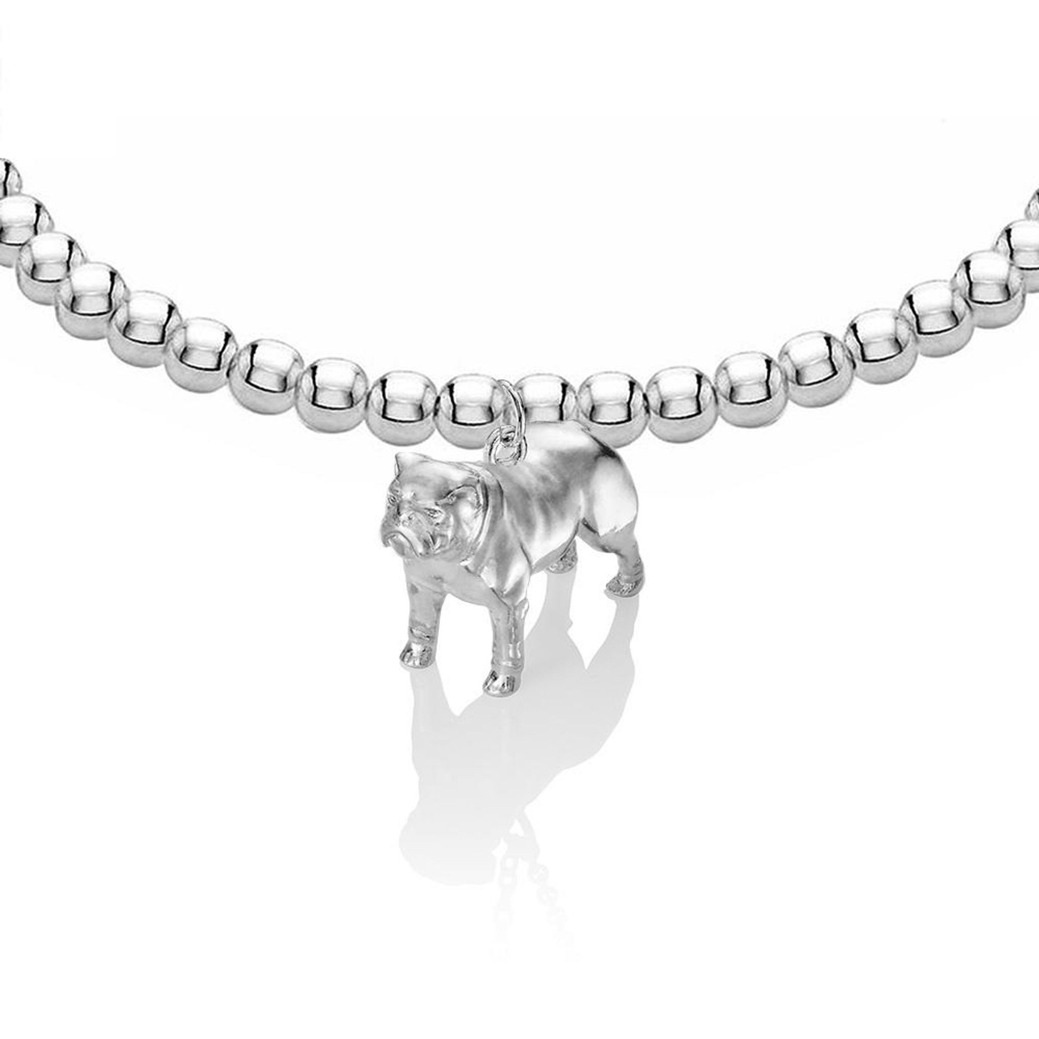 solid sterling silver english bulldog sculpture dog charm bracelet