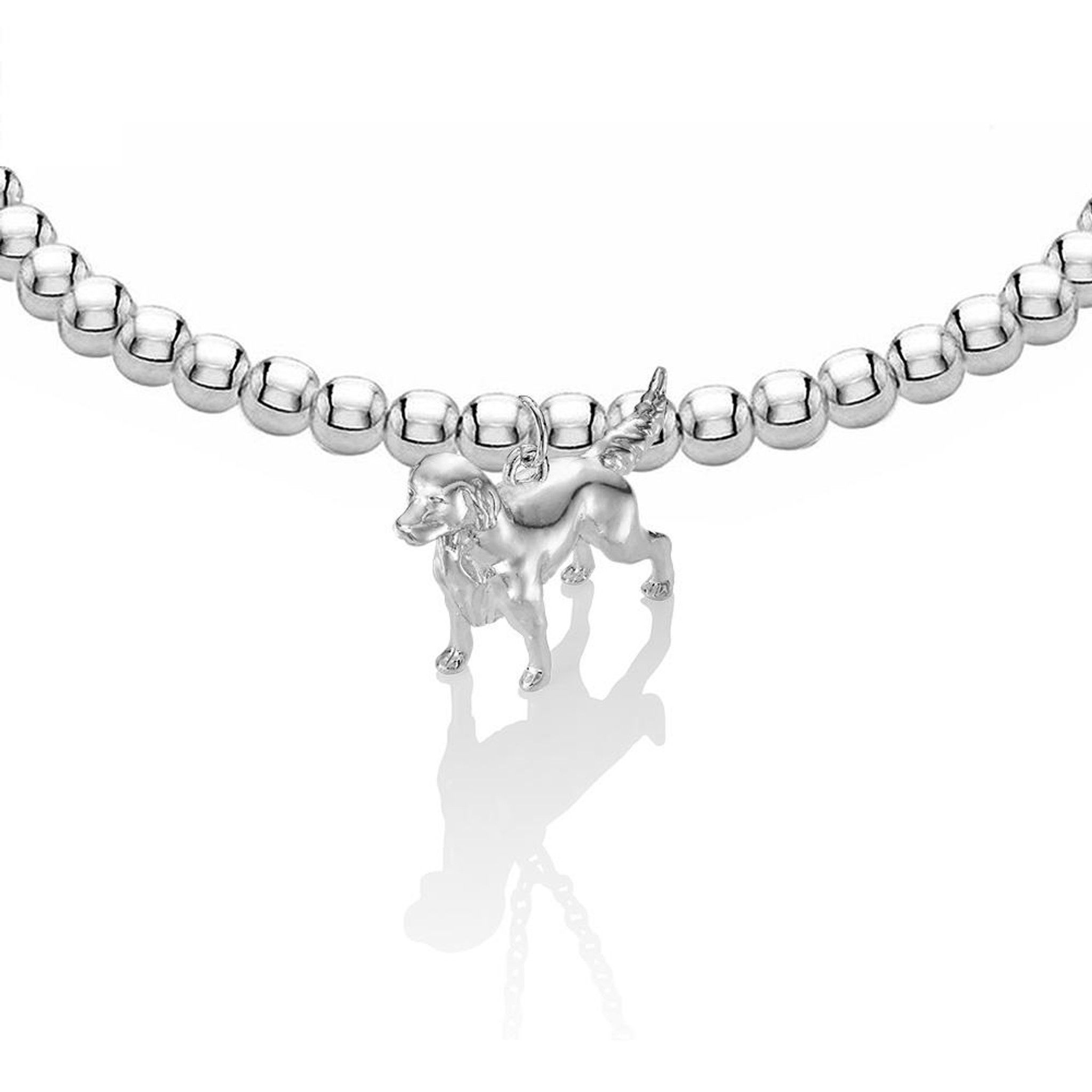 solid sterling silver springer spaniel sculpture dog charm bracelet