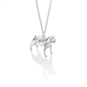 solid sterling silver staffy sculpture dog charm pendant