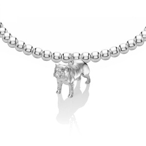 solid sterling silver english bulldog sculpture dog charm bracelet