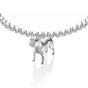 solid sterling silver french bulldog sculpture dog charm bracelet