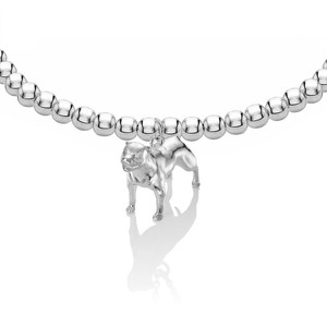 solid sterling silver staffy sculpture dog charm bracelet