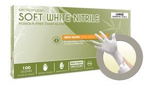 Ansell Microflex Soft White Powder-Free Nitrile Exam Gloves Tq-601-M