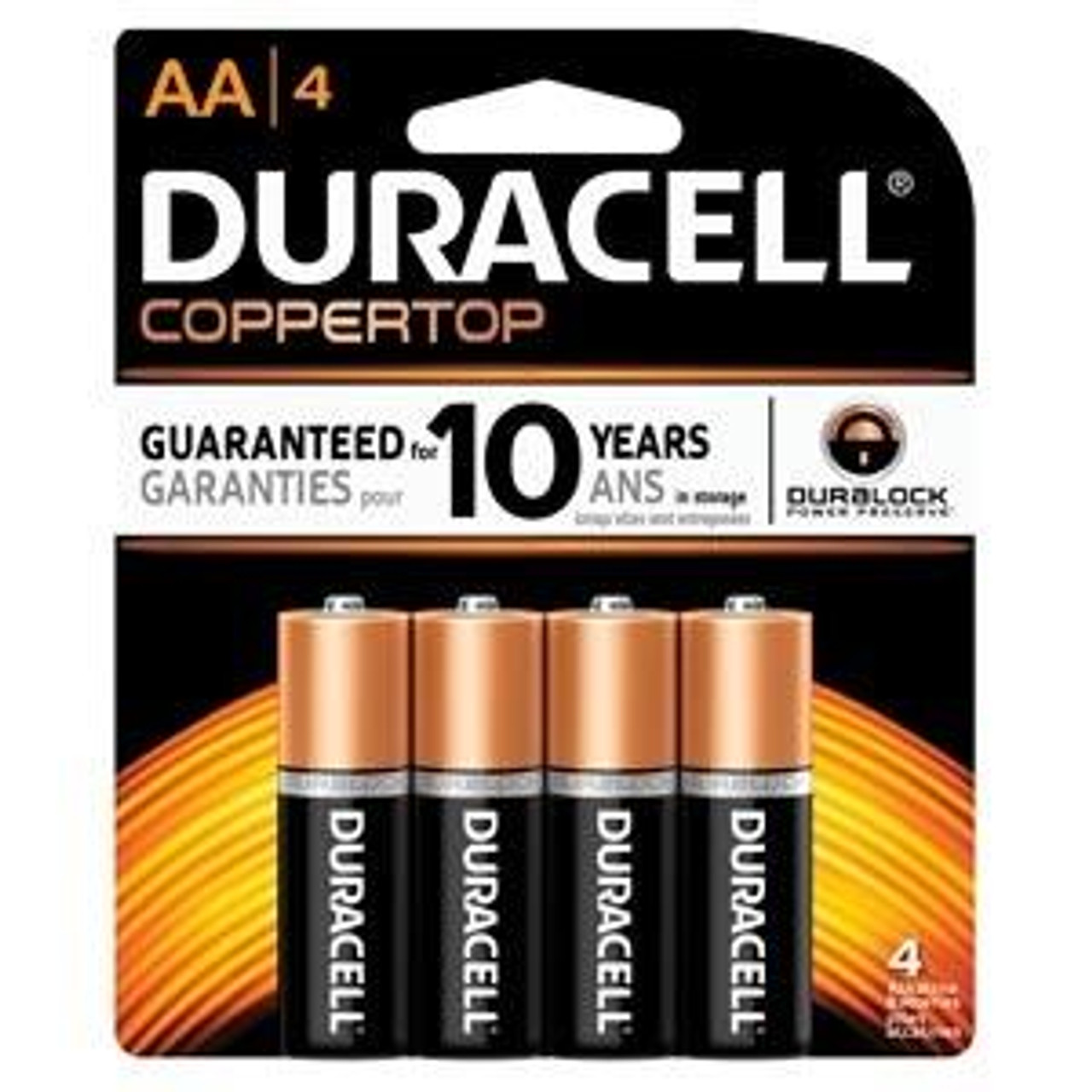 Duracell Mn1500B4Z Coppertop Alkaline Retail Battery With Duralock Power  Preserve Technology