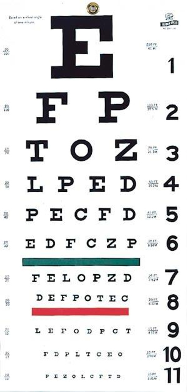 Graham Field Illuminated Snellen Eye Chart - 10' Distance, 20