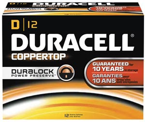 DURACELL MN1300 COPPERTOP ALKALINE BATTERY WITH DURALOCK POWER PRESERVE TECHNOLOGY