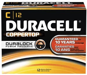 DURACELL MN1400 COPPERTOP ALKALINE BATTERY WITH DURALOCK POWER PRESERVE TECHNOLOGY