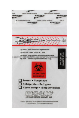 MEDEGEN MINIGRIP SPECI-GARD LAB SPECIMEN TRANSPORT BAGS UF95-600