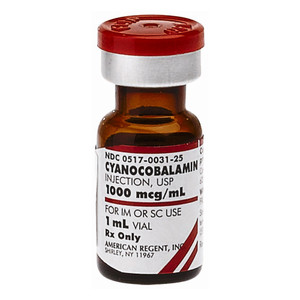 CYANOCOBALAMIN INJECTION 1,000MCG/ML 25VL/BX