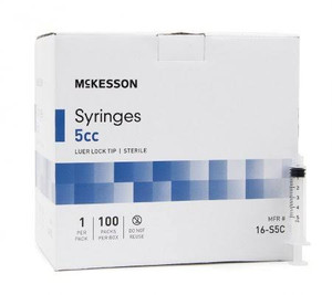 SYRINGE, LL 5CC (100/BX 20BX/CS)