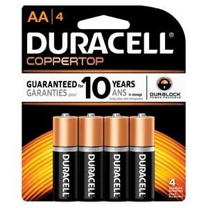 DURACELL MN1500B4Z COPPERTOP ALKALINE RETAIL BATTERY WITH DURALOCK POWER PRESERVE TECHNOLOGY