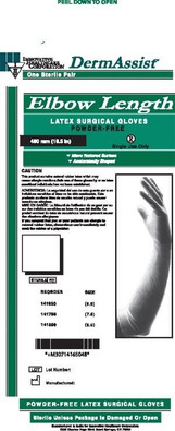 INNOVATIVE 141650 DERMASSIST ELBOW LENGTH POWDER-FREE LATEX SURGICAL GLOVES