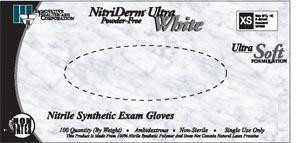 INNOVATIVE 167050 NITRIDERM ULTRA WHITE NITRILE SYNTHETIC POWDER-FREE EXAM GLOVES