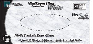INNOVATIVE 167350 NITRIDERM ULTRA WHITE NITRILE SYNTHETIC POWDER-FREE EXAM GLOVES