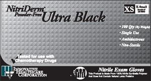 INNOVATIVE 187400 NITRIDERM ULTRA BLACK POWDER-FREE NITRILE SYNTHETIC GLOVES