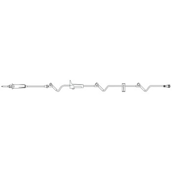 B Braun Medical - Admin Set, Universal Spike, Check Valve, SAFELINE Injection Sites 6", 30" & 88" Above Distal End, Slide Clamp, SPIN-LOCK Connector, 21 mL Priming Volume, 115"L, 15 Drops/mL, DEHP & Latex Free (LF), 50/cs