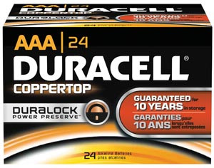 DURACELL MN2400BKD COPPERTOP ALKALINE BATTERY WITH DURALOCK POWER PRESERVE TECHNOLOGY
